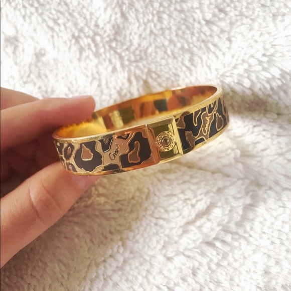 Coach Animal Print Gold Mutli-Brown Bangle - Picture 5 of 7